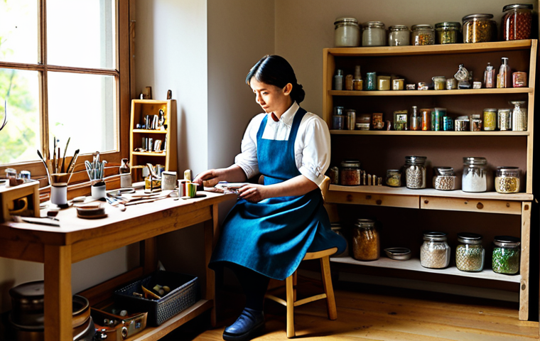 Miniature Workshop Scene**

"A cozy and inviting miniature workshop interior, filled with tiny tools, colorful fabrics, and jars of miniature embellishments. A fully clothed artisan, wearing an apron and modest attire, is meticulously crafting a small wooden chair. The scene is lit by warm, natural light streaming through a window. Shelves are lined with finished miniature projects. Perfect anatomy, correct proportions, well-formed hands, proper finger count, natural pose, safe for work, appropriate content, fully clothed, family-friendly, professional photography, high quality, intricate details."

**